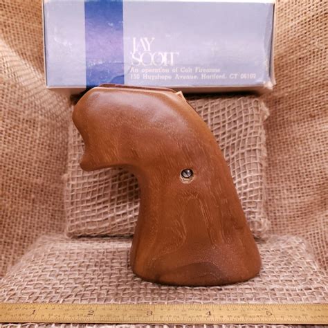 vintage colt saa target type oversize plain walnut grip jay scott