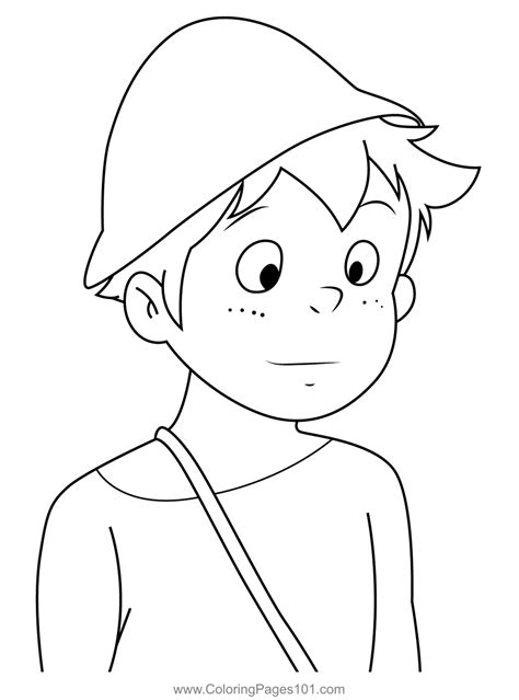 Peter Heidi, Girl of the Alps Coloring Page in 2025 | Coloring pages
