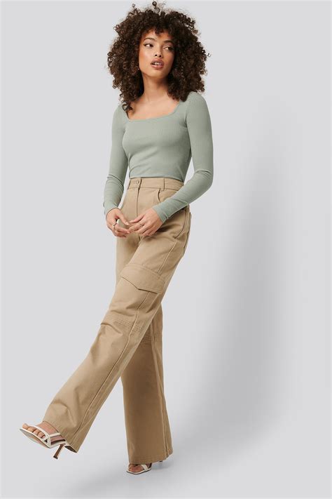 Wide-Leg Cargo Pants Beige | na-kd.com