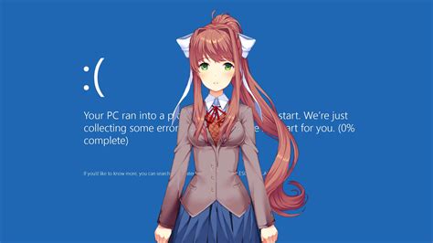 Wallpaper : Doki Doki Literature Club, Monika Doki Doki Literature Club, Blue Screen of Death ...