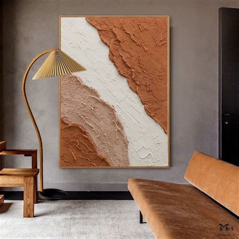 original terracotta textured art  plaster abstract painting bright