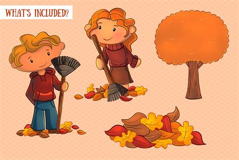 Kids Playing in Fall Leaves Clip Art Collection, Falling Leaves, Fall ...