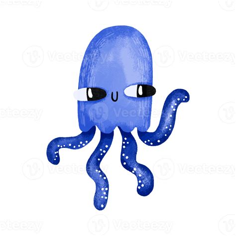 Naked cartoon Jellyfish. Marine underwater world. Oceania and tropics