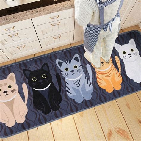 Good Sale Welcome Floor Mats Animal Cat Printed Bathroom Kitchen Carpets Doormats Cat Floor Mat ...