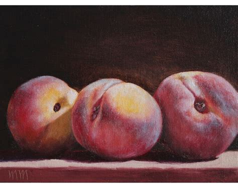 Peach Oil Painting, Original Peach Art, Fruit Still Life, Fruit Art ...