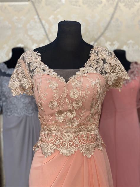 Mini sleeves Peach Mother of the Bride Gown / Principal Sponsor | Lazada PH