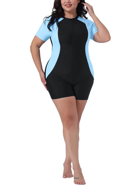 Agnes Orinda Women's Plus Size One Piece Swimsuits Contrast Colors
