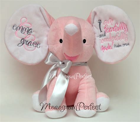 Personalized Pink (Old Style) Elephant Stuffed Animal — MonogramPerfect