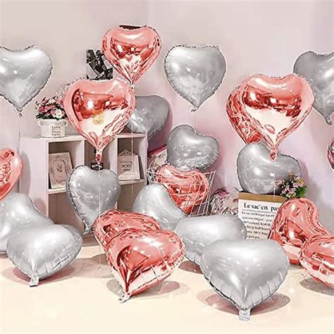 buy  party  pcs silver rose gold   heart shape foil