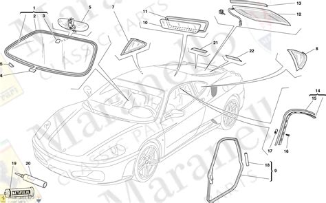 120 - Screens, Windows And Seals parts diagram for Ferrari F430 ...