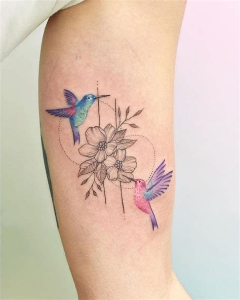 Colored Hummingbirds Tattoo On Sleeve Hummingbird Tat - vrogue.co