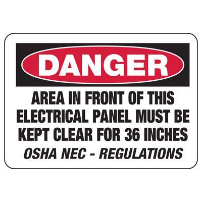 Danger Signs - Area In Front Of Electrical Panel Must Be Kept Clear ...