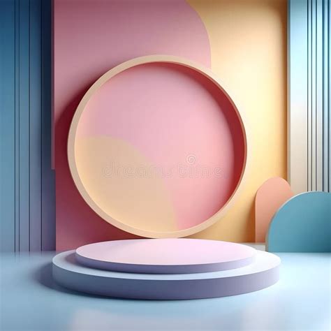 Timeless Elegance Geometric Pastel Podium in Cinematic Circular Style ...