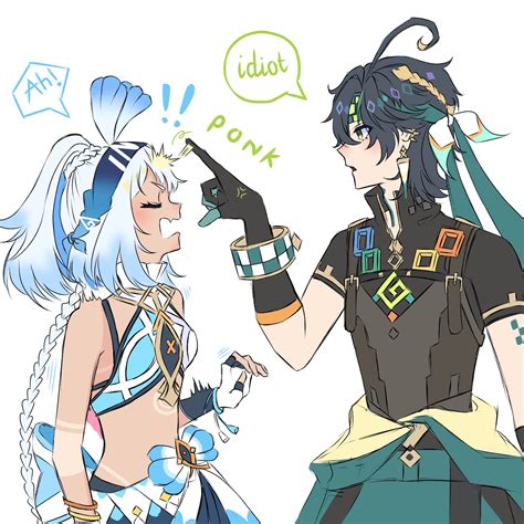 mualani and kinich (genshin impact) drawn by tnyuu911 | Danbooru