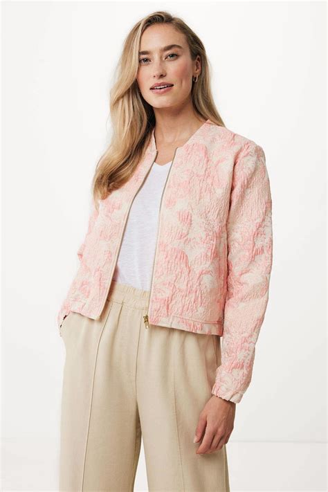 Mexx bomberjack met all over print lichtroze/wit | wehkamp