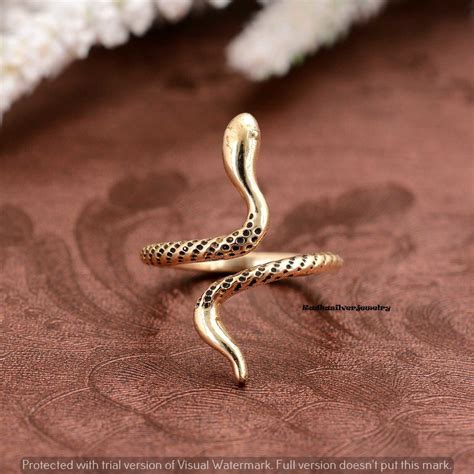 Brass Adjustable Tiny Snake Ring, Brass Snake Ring, Snake Wrap Ring