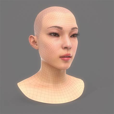 Asian Girl Head Game Ready 3D - TurboSquid 1962218