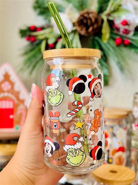 Christmas Grinchie 16oz Beer Can Glass Holiday Cup Iced Coffee Gift