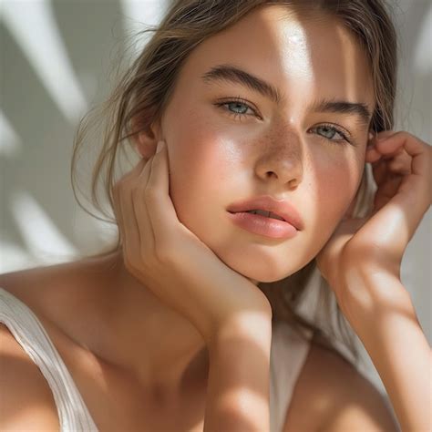 Premium Photo | A female model with a natural concept is staring at the ...