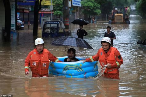 Aerial video shows aftermath of flash floods in China after seven ...