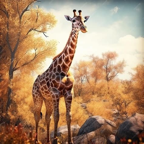 Premium AI Image | african giraffe in the savanna