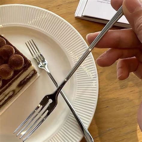 stainless steel dinner fork long handle table forks set korean cutlery