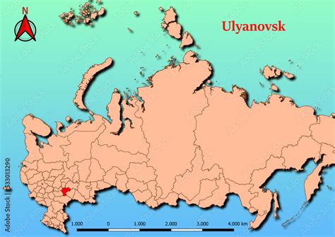vector map russia map ulyanovsk county highlighted red stock vektorgrafik adobe