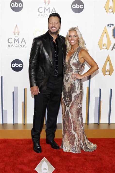 Luke Bryan and Wife Caroline Boyer Look Adorable Walking CMA Awards Red