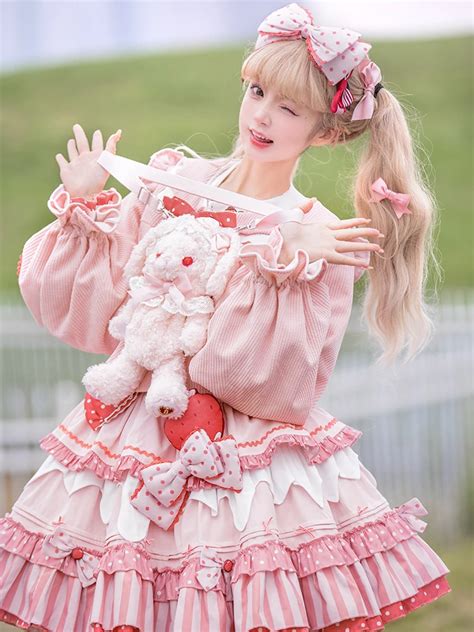 Sugar Pink Girl Lolita Outfit Jsk Coat Shirt Loli Dresses Set Strap ...
