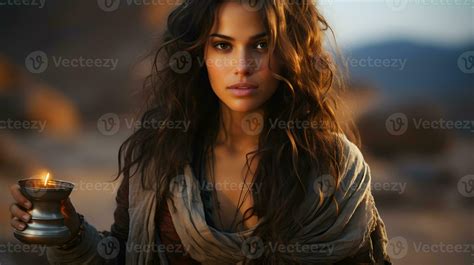 AI generated Portrait of Beautiful Arab Woman with Amazing Eyes in the