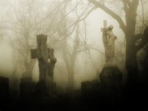 Dark And Foggy Graveyard Photograph by Gothicrow Images