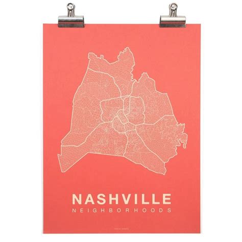 Nashville Neighborhood Map | Nashville Map Art Print | Nashville map ...