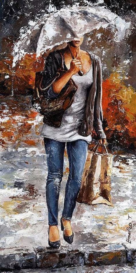 «Прогулки под дождем» венгерского художника Эмерико Тота | Umbrella art ...