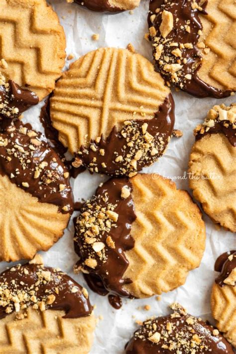 Chocolate Dipped Peanut Butter Cookies - Beyond the Butter