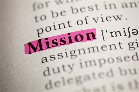 Definition of the Word Mission Immagine Stock - Immagine di definizione ...