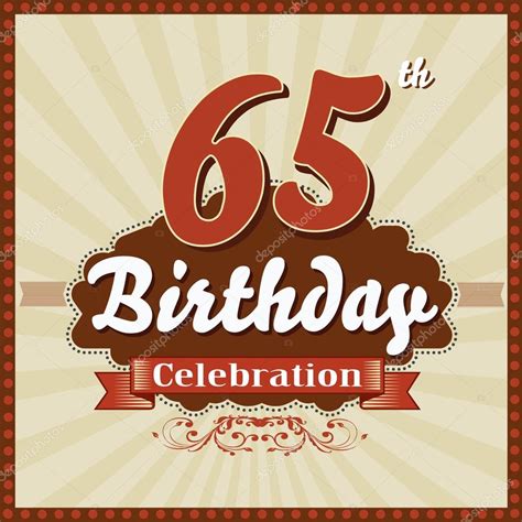 65 Years celebration, 65th happy birthday retro style card — Stock ...
