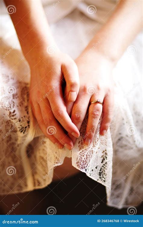 wedding ring   finger   bride stock photo image