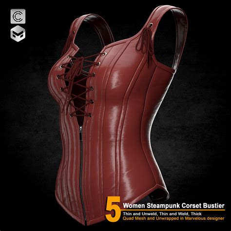 ArtStation - 5 Women Steampunk Corset Bustier (ZPRJ+FBX+OBJ Files)