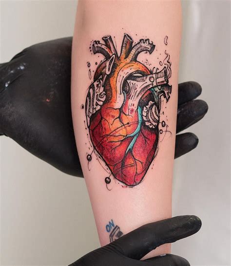 Abstract Anatomical Heart Tattoo