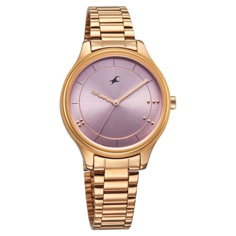 buy  fastrack stunners quartz analog pink dial rose gold metal