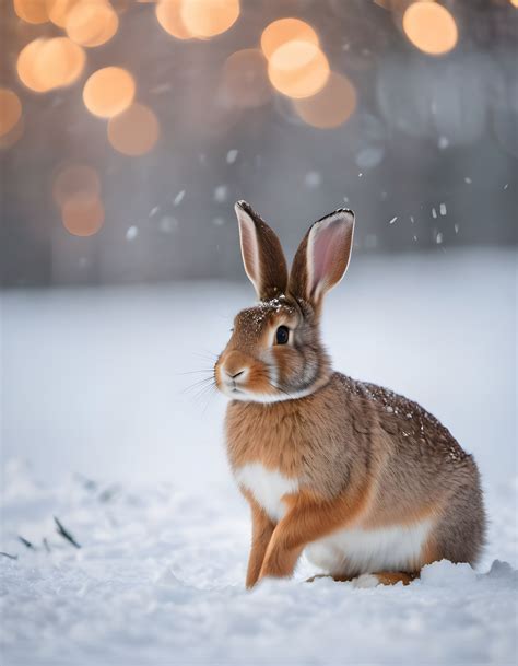 rabbit hare   snow  stock photo public domain pictures