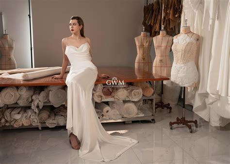 Fitted Silk Cowl Neck Wedding Dress - GWM2210 - Gorgeous Wedding Memories