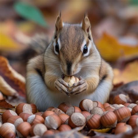 Premium Photo | Chipmunk and nuts