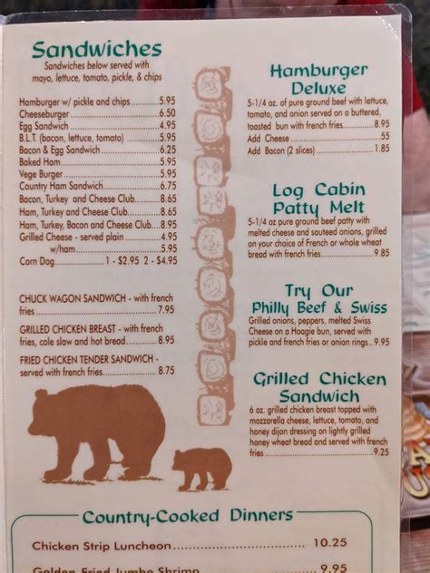 Menu at Log Cabin Pancake House restaurant, Gatlinburg, 327 Airport Rd ...