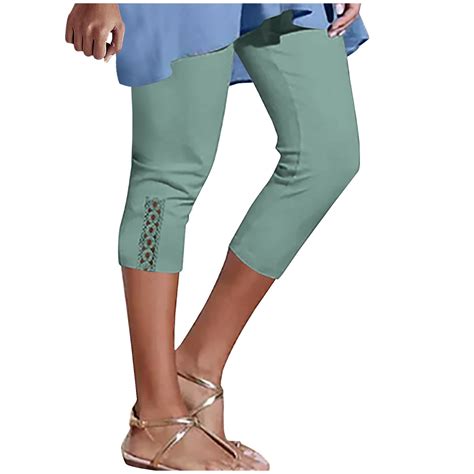 AherBiu Summer Capri Leggings for Women Stretchy High Waisted Yoga ...