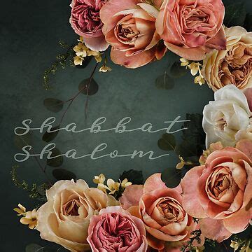 "Shabbat Shalom - Vintage Roses Judaica Art" Greeting Card for Sale by