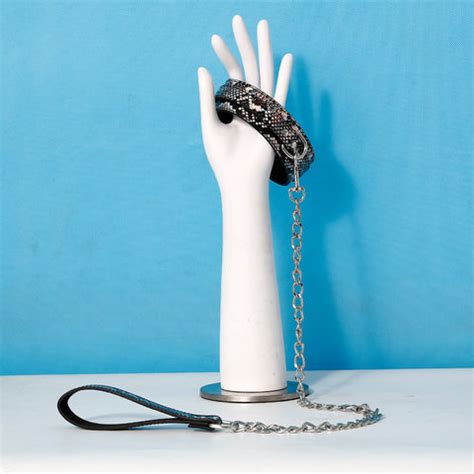 bdsm snakeskin style bondage collar  leash black fetish accessor