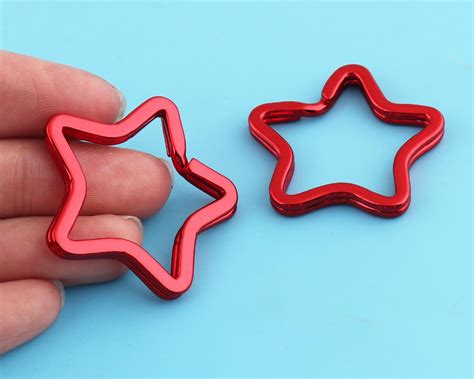 star shape key split ringskey chain key ring red color diy accessory