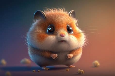 Illustration 3d small super cute hamster with big eyes Generative AI ...