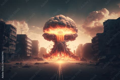 Third world war concept with nuclear giant bombs and chemical weapon ...